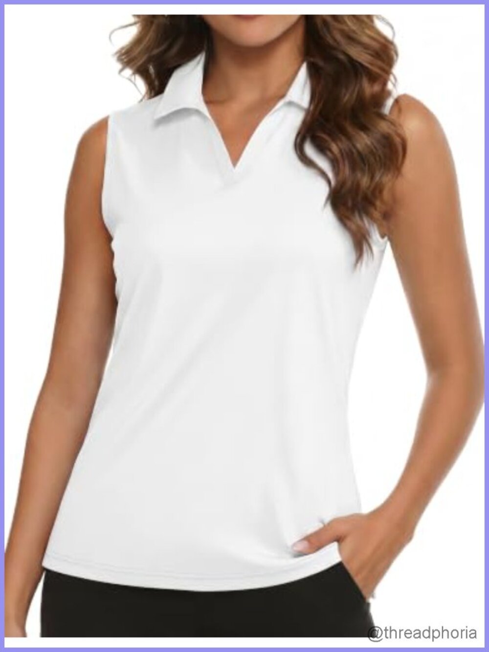 Sleeveless Golf Polo Shirt, UPF 50+ Quick Dry V-Neck Tank Top